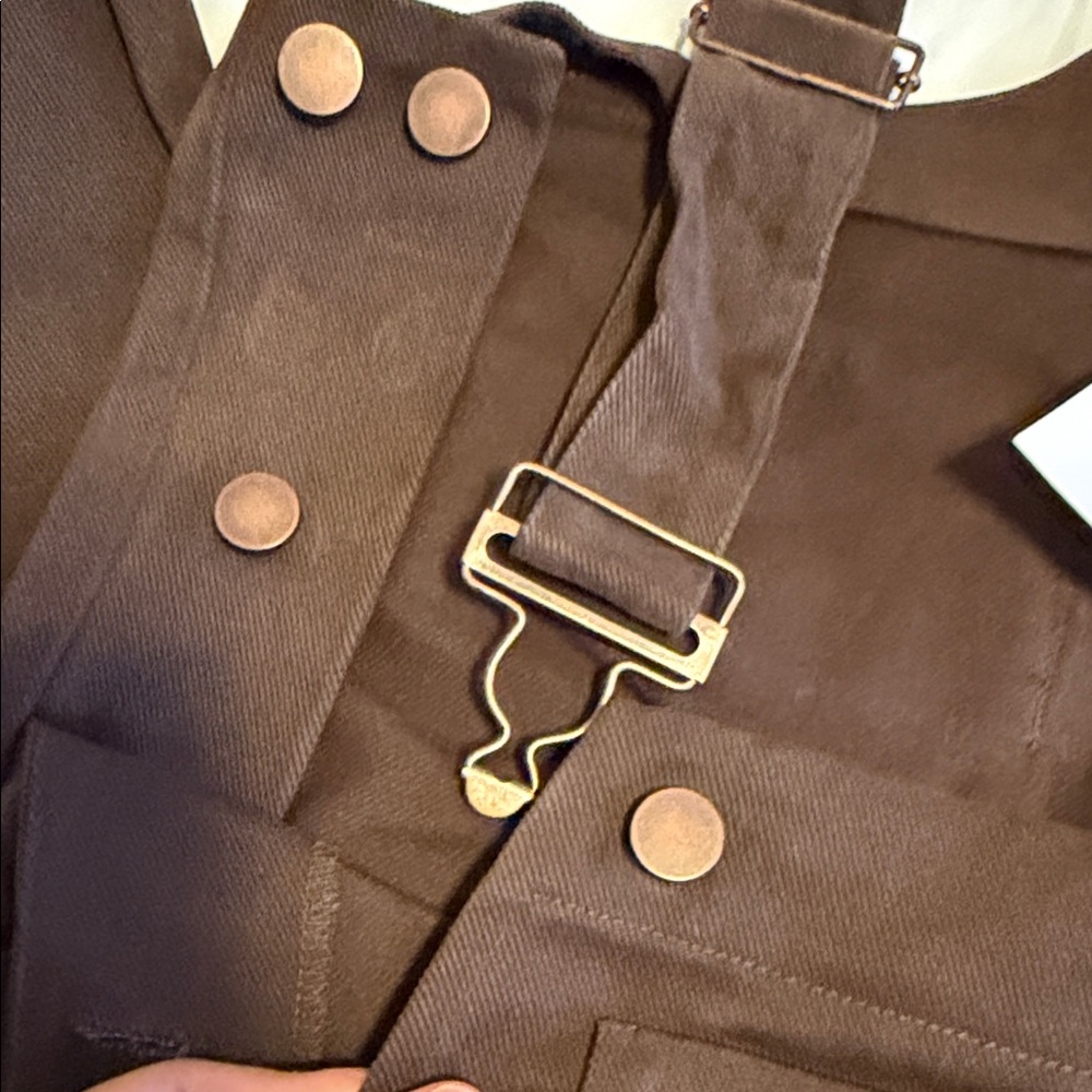 Cabbages and Roses Dungarees Overalls with Pockets in Brown Twill - Picture 4 of 6